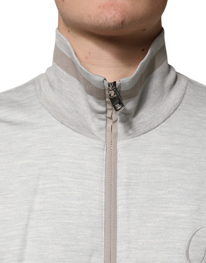 Dolce & Gabbana Light Gray Cotton Zipped Cardigan Sweater by Dolce & Gabbana outlet now on sale