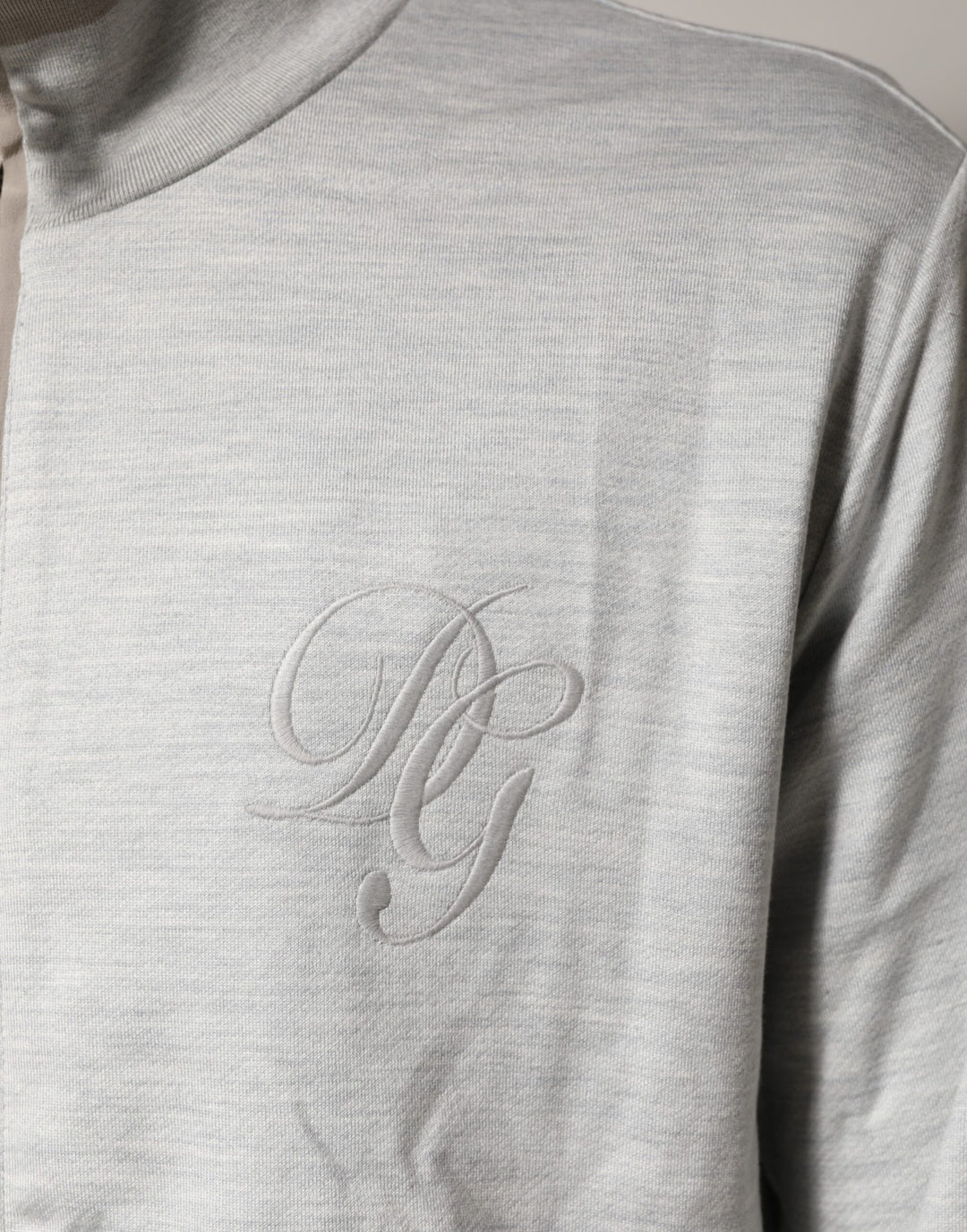 Dolce & Gabbana Light Gray Cotton Zipped Cardigan Sweater by Dolce & Gabbana outlet now on sale