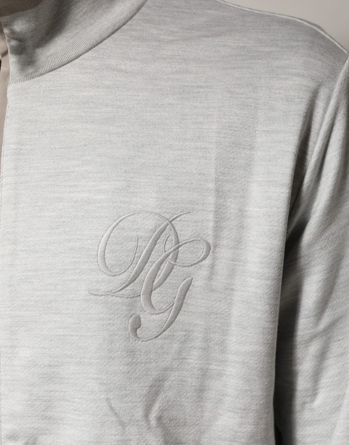 Dolce & Gabbana Light Gray Cotton Zipped Cardigan Sweater by Dolce & Gabbana outlet now on sale