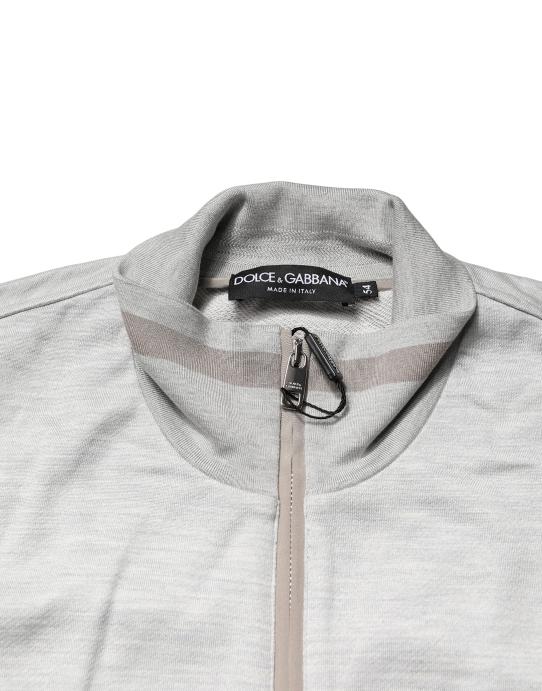 Dolce & Gabbana Light Gray Cotton Zipped Cardigan Sweater by Dolce & Gabbana outlet now on sale