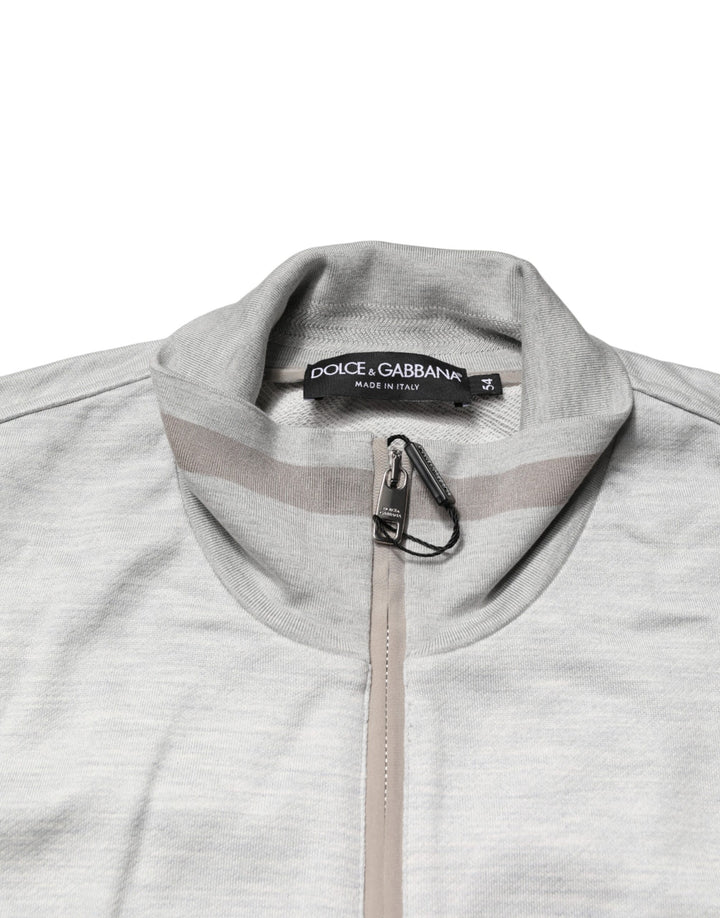 Dolce & Gabbana Light Gray Cotton Zipped Cardigan Sweater by Dolce & Gabbana outlet now on sale