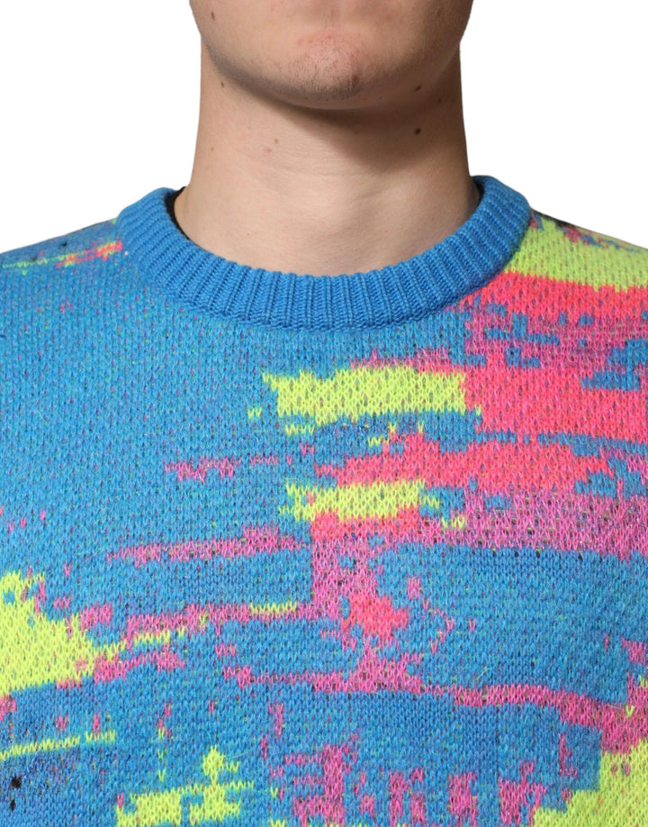 Dolce &amp; Gabbana Multicolor Men Crew Neck Pullover Sweater by Dolce &amp; Gabbana outlet now on sale