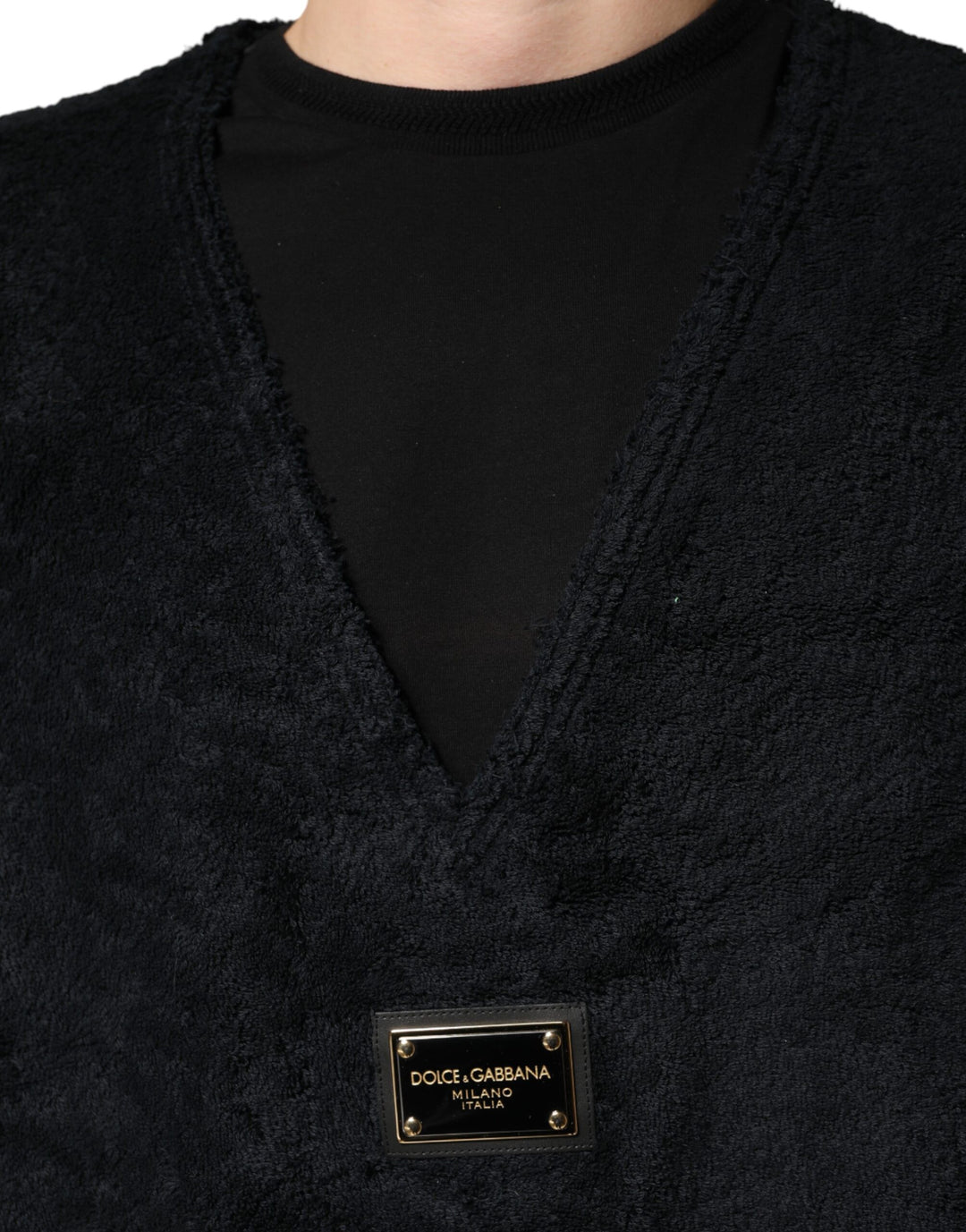 Dolce &amp; Gabbana Sample Sale Dolce &amp; Gabbana Black Cotton V-Neck Men Sweatshirt Sweater - | Designer outlet
