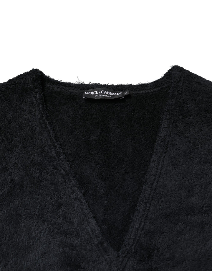 Dolce &amp; Gabbana Sample Sale Dolce &amp; Gabbana Black Cotton V-Neck Men Sweatshirt Sweater - | Designer outlet