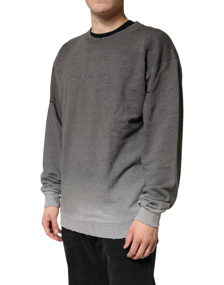 Dolce &amp; Gabbana Gray Cotton Crew Neck Men Sweatshirt Sweater by Dolce &amp; Gabbana outlet now on sale