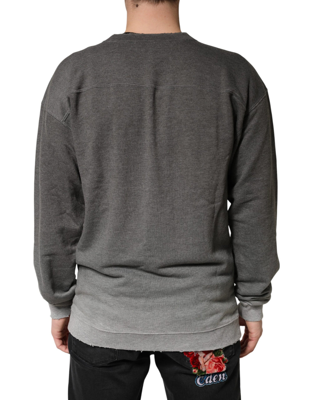 Dolce &amp; Gabbana Gray Cotton Crew Neck Men Sweatshirt Sweater by Dolce &amp; Gabbana outlet now on sale