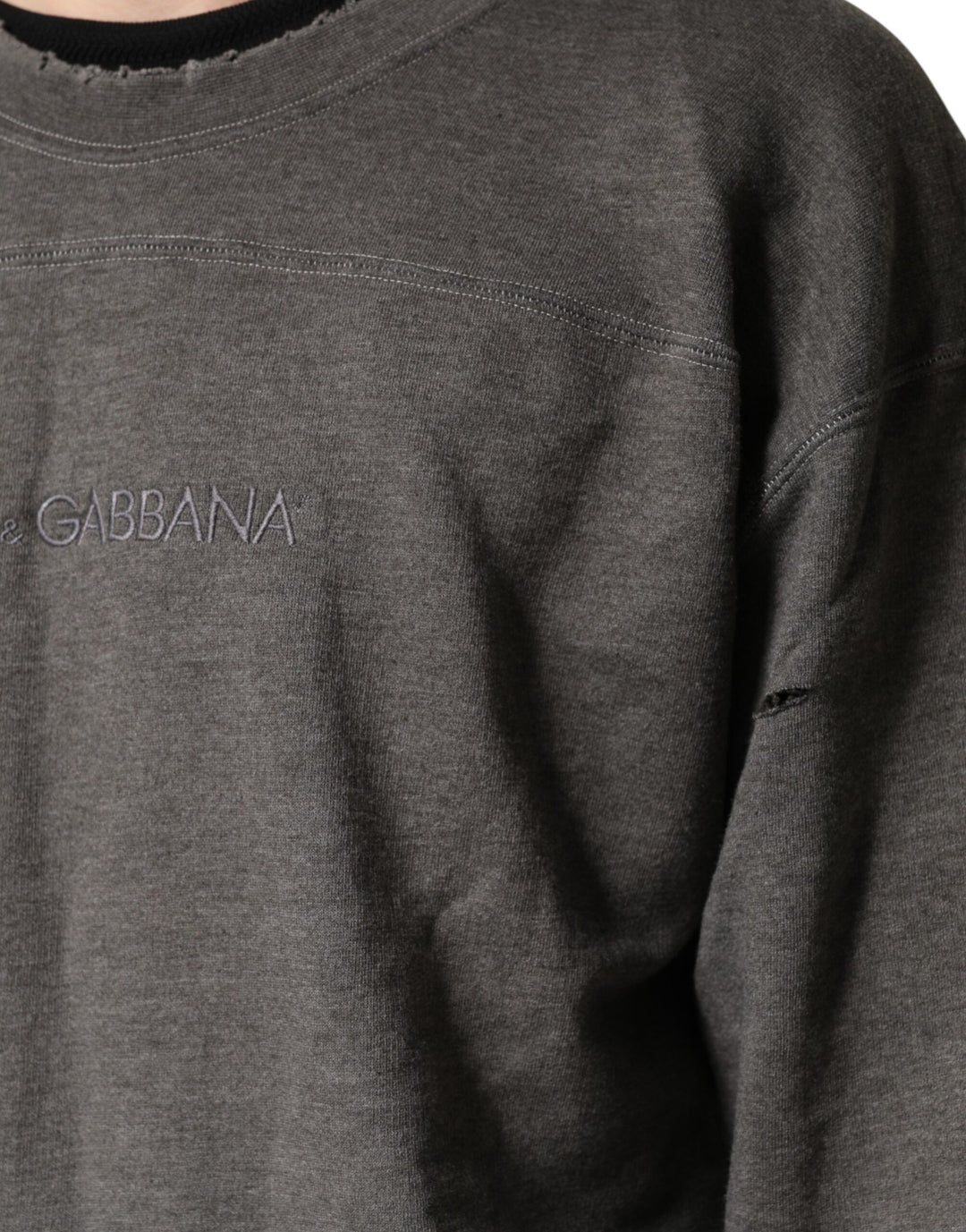 Dolce &amp; Gabbana Gray Cotton Crew Neck Men Sweatshirt Sweater by Dolce &amp; Gabbana outlet now on sale