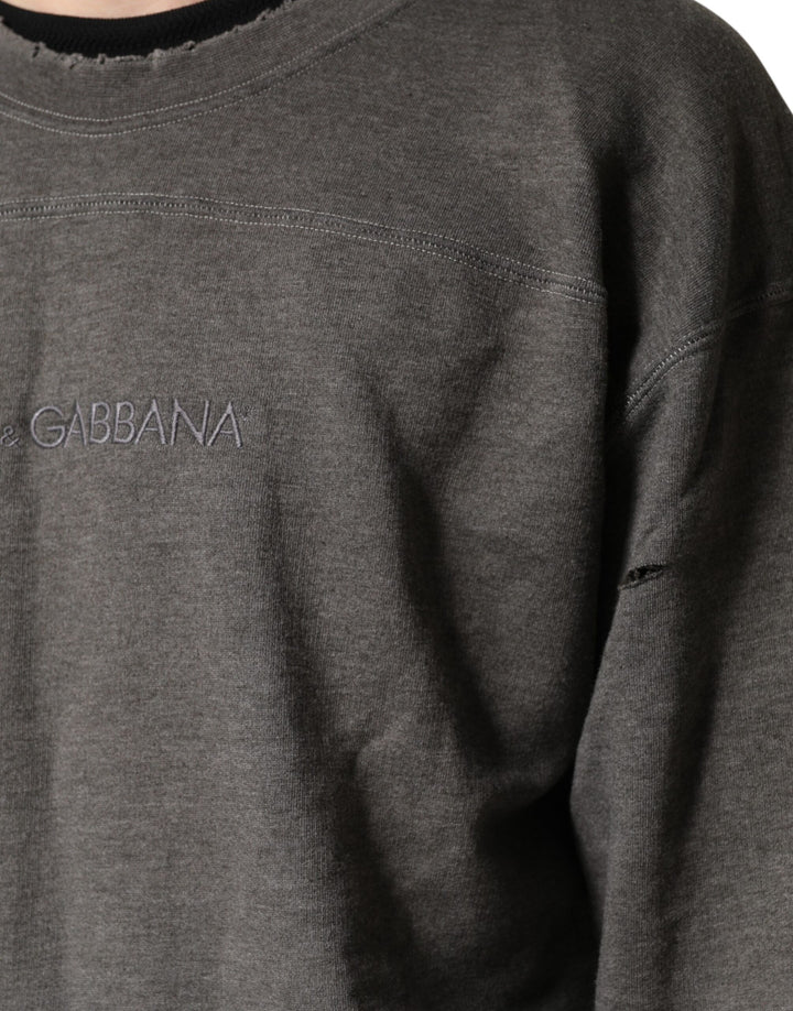 Dolce &amp; Gabbana Gray Cotton Crew Neck Men Sweatshirt Sweater by Dolce &amp; Gabbana outlet now on sale