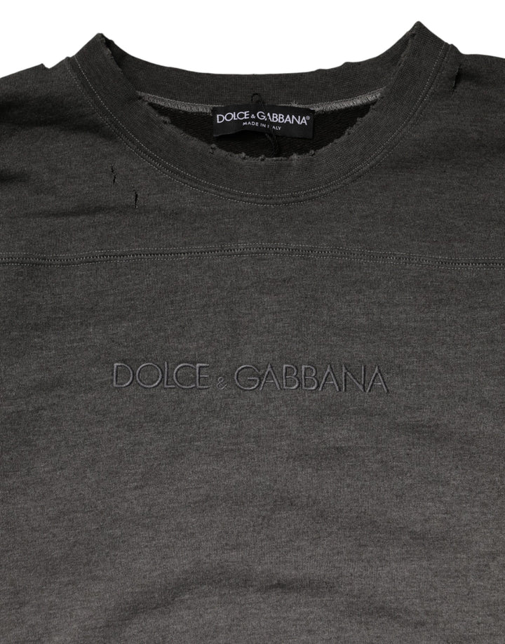 Dolce &amp; Gabbana Gray Cotton Crew Neck Men Sweatshirt Sweater by Dolce &amp; Gabbana outlet now on sale