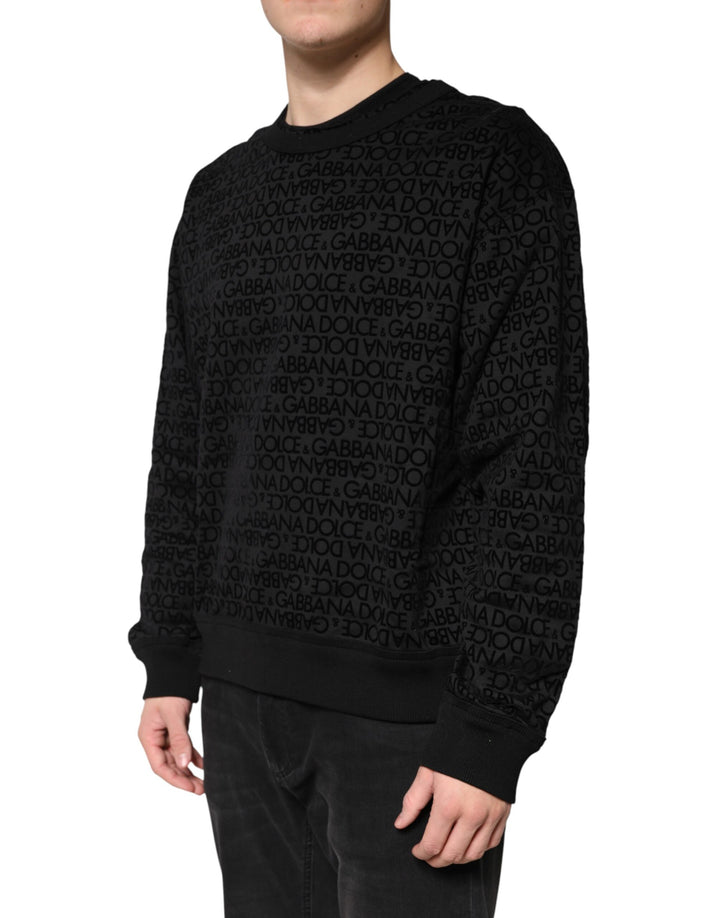 Dolce &amp; Gabbana Black Monogram Crew Neck Sweatshirt Sweater by Dolce &amp; Gabbana outlet now on sale