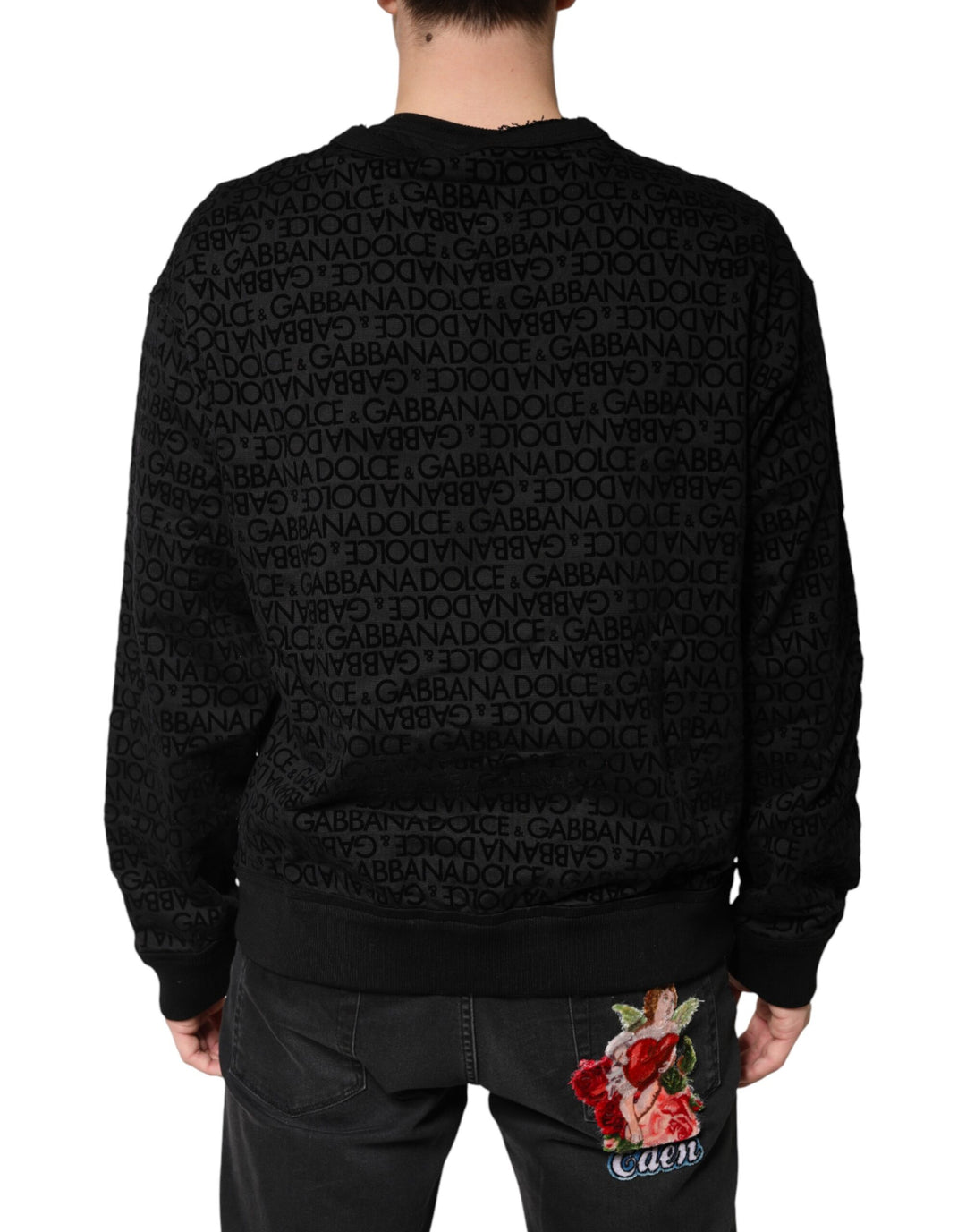 Dolce &amp; Gabbana Black Monogram Crew Neck Sweatshirt Sweater by Dolce &amp; Gabbana outlet now on sale