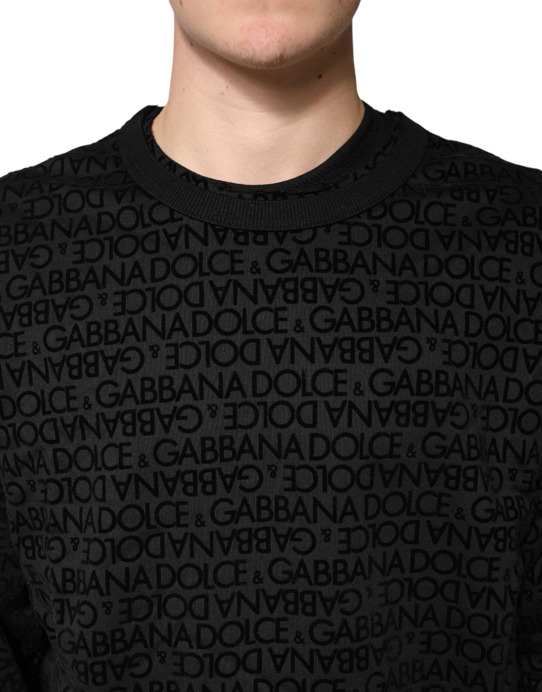 Dolce &amp; Gabbana Black Monogram Crew Neck Sweatshirt Sweater by Dolce &amp; Gabbana outlet now on sale