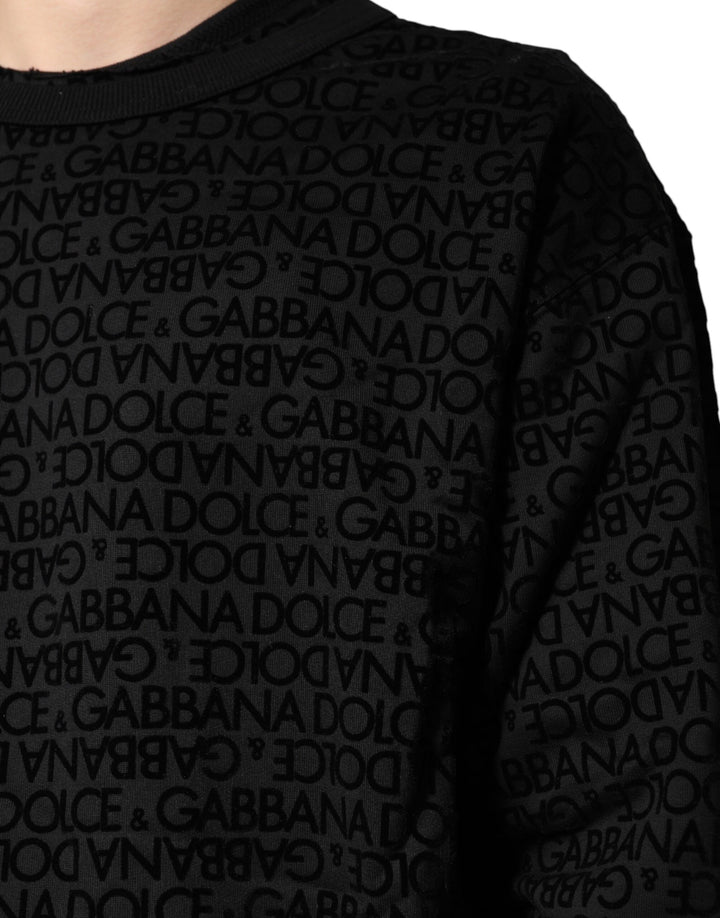 Dolce &amp; Gabbana Black Monogram Crew Neck Sweatshirt Sweater by Dolce &amp; Gabbana outlet now on sale
