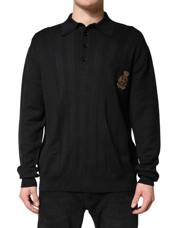 Dolce &amp; Gabbana Black Crest Long Sleeve Men Pullover Sweater by Dolce &amp; Gabbana outlet now on sale
