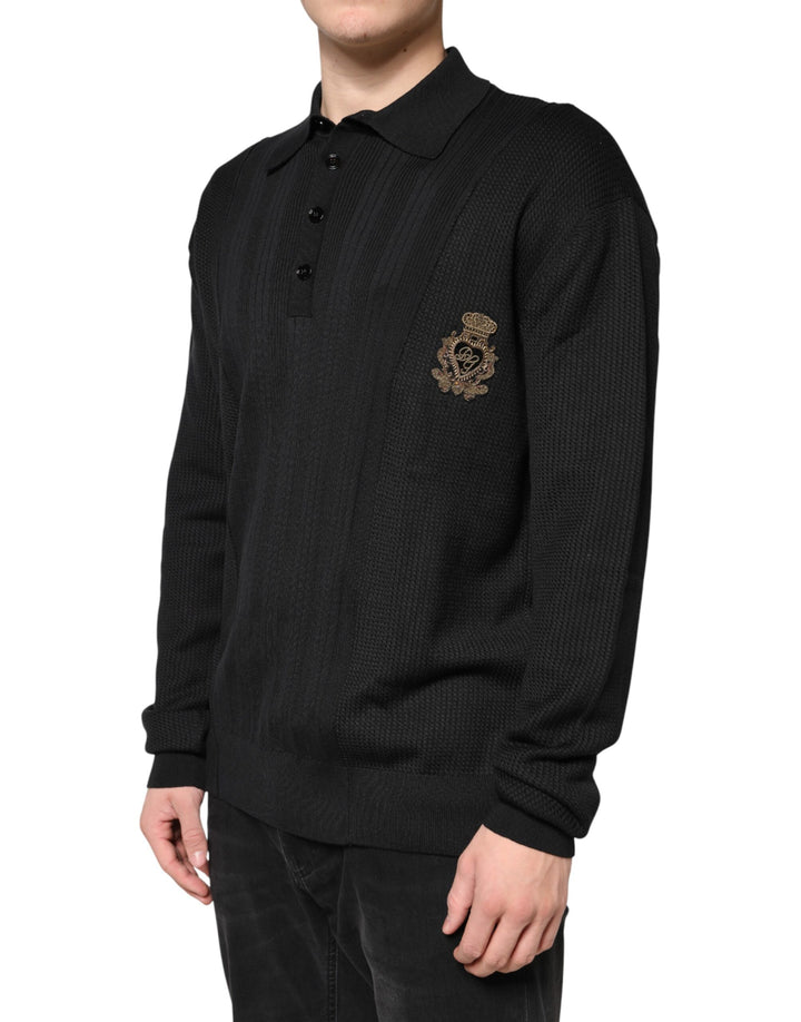 Dolce &amp; Gabbana Black Crest Long Sleeve Men Pullover Sweater by Dolce &amp; Gabbana outlet now on sale