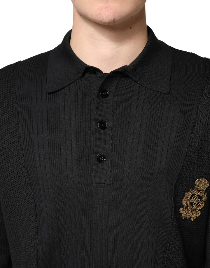 Dolce &amp; Gabbana Black Crest Long Sleeve Men Pullover Sweater by Dolce &amp; Gabbana outlet now on sale