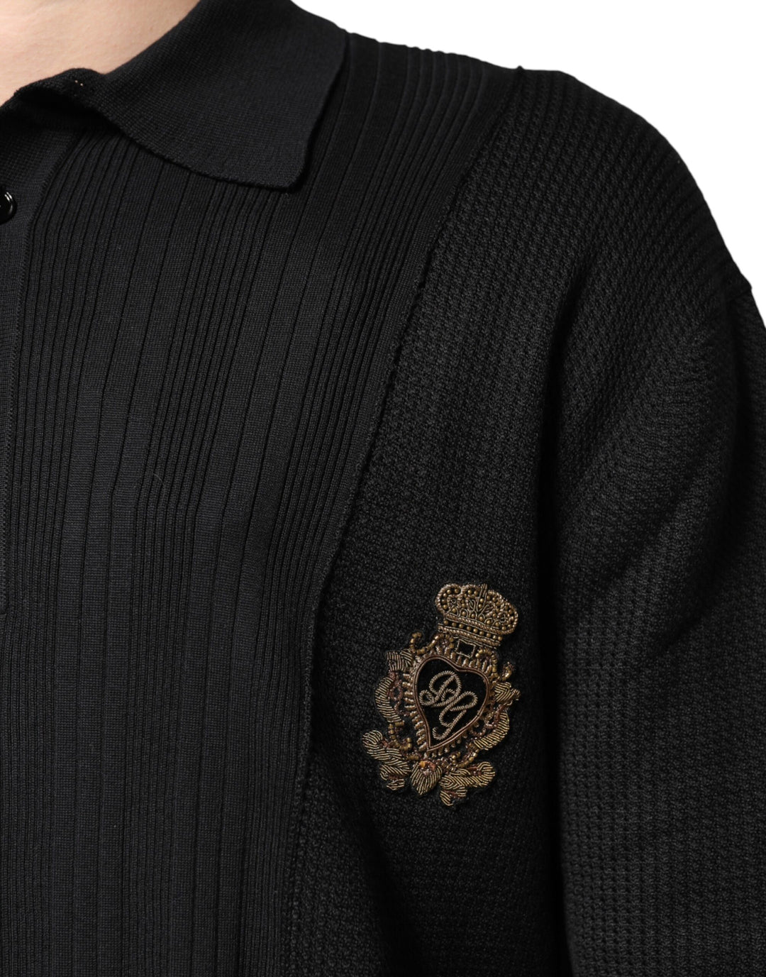 Dolce &amp; Gabbana Black Crest Long Sleeve Men Pullover Sweater by Dolce &amp; Gabbana outlet now on sale
