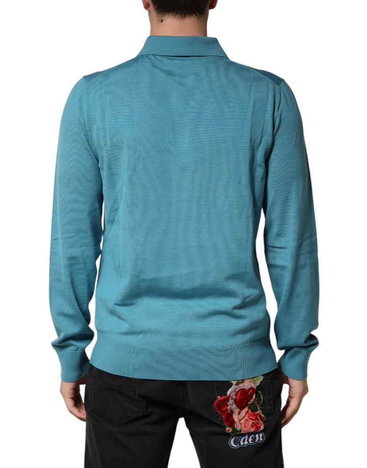 Dolce &amp; Gabbana Sample Sale Dolce &amp; Gabbana Teal Wool Collared Polo Pullover Sweater - | Designer outlet
