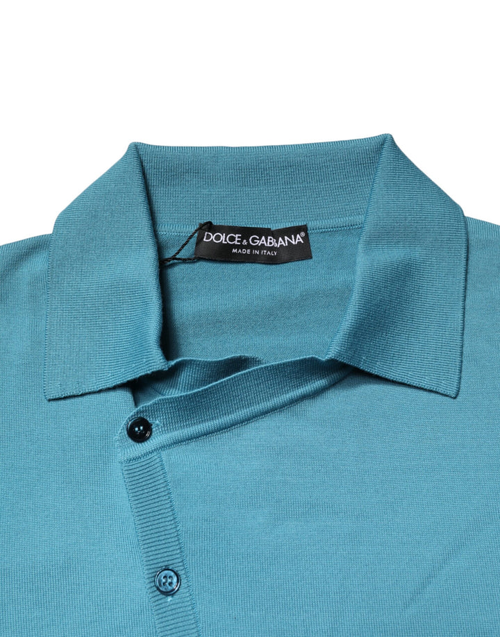 Dolce &amp; Gabbana Teal Wool Collared Polo Pullover Sweater by Dolce &amp; Gabbana outlet now on sale