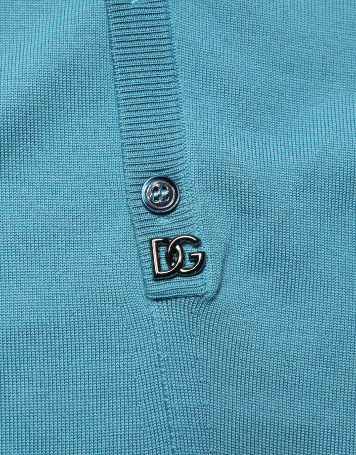 Dolce &amp; Gabbana Teal Wool Collared Polo Pullover Sweater by Dolce &amp; Gabbana outlet now on sale