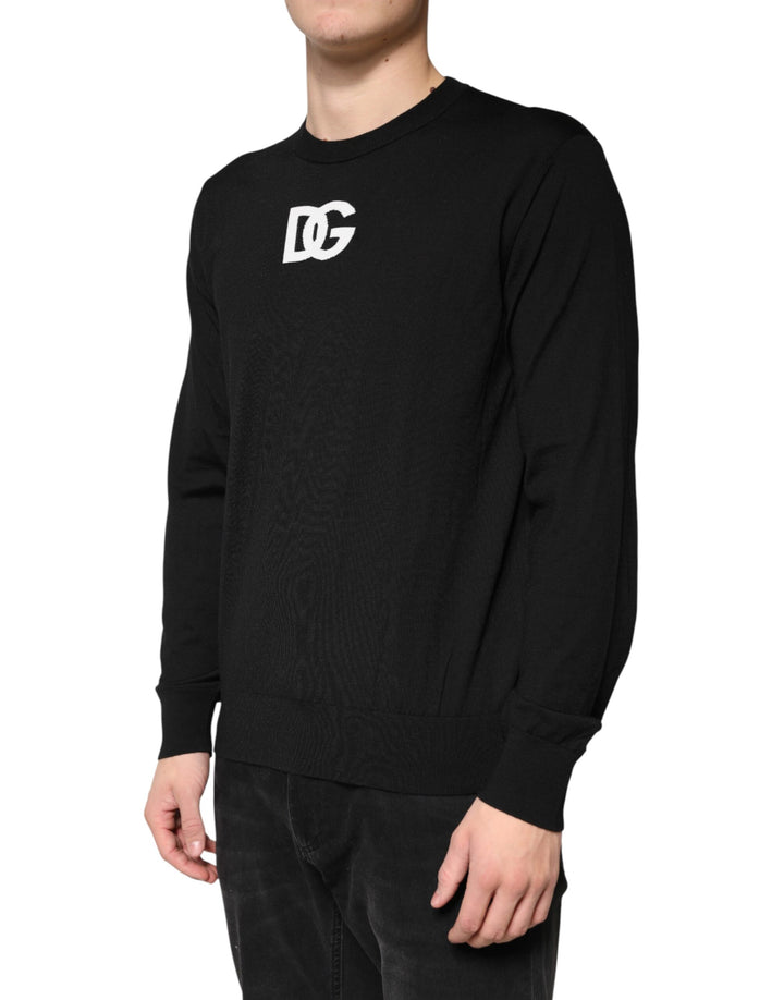Dolce &amp; Gabbana Sample Sale Dolce &amp; Gabbana Black Wool DG Crew Neck Men Pullover Sweater - | Designer outlet
