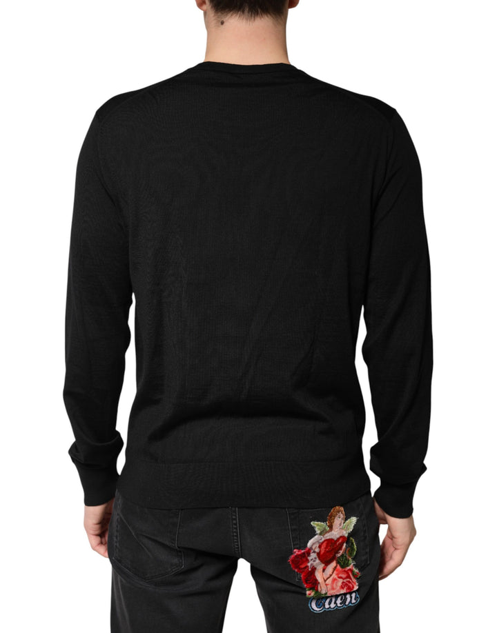 Dolce &amp; Gabbana Sample Sale Dolce &amp; Gabbana Black Wool DG Crew Neck Men Pullover Sweater - | Designer outlet