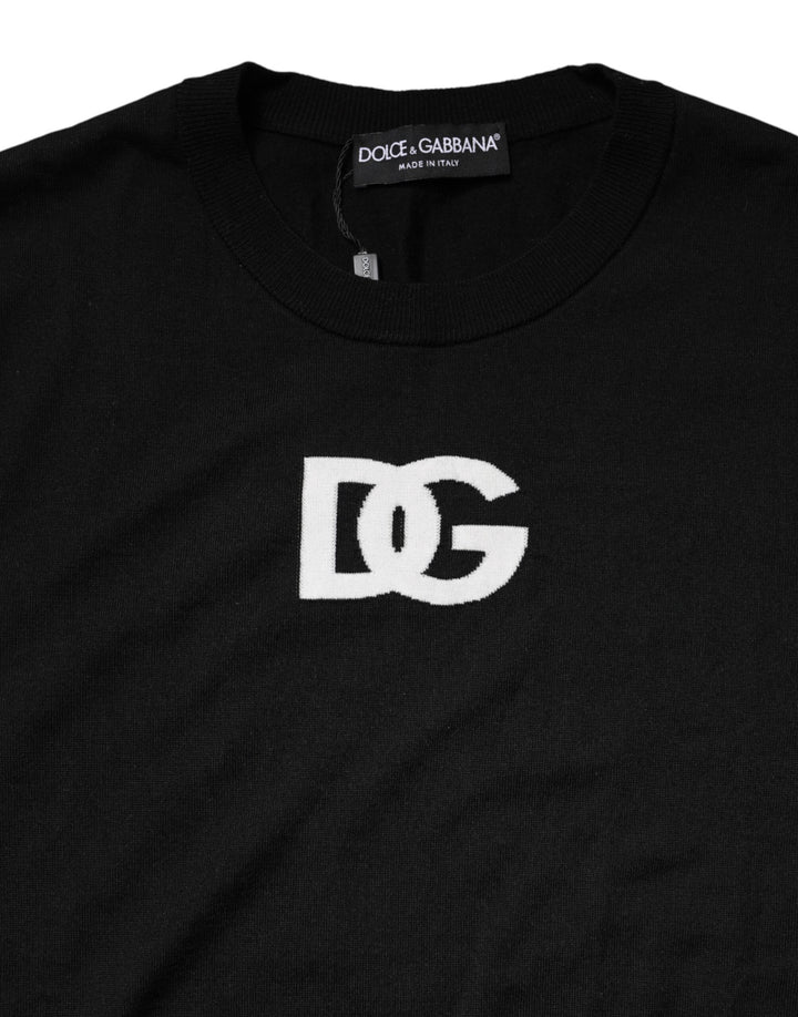 Dolce &amp; Gabbana Sample Sale Dolce &amp; Gabbana Black Wool DG Crew Neck Men Pullover Sweater - | Designer outlet