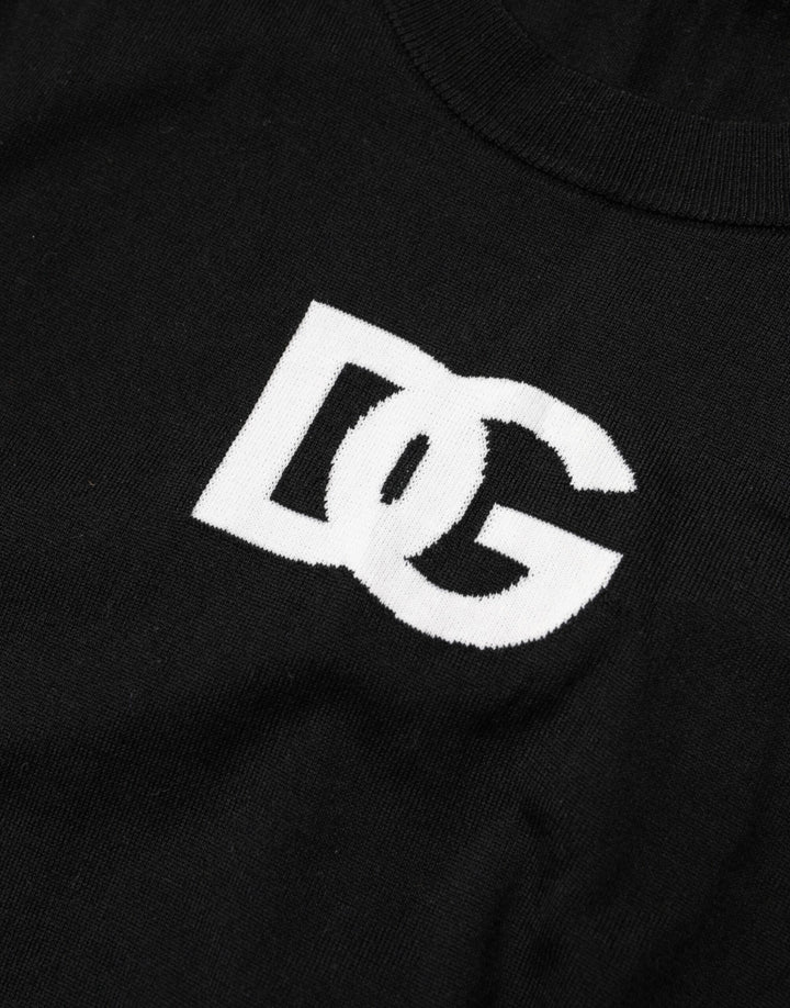 Dolce &amp; Gabbana Sample Sale Dolce &amp; Gabbana Black Wool DG Crew Neck Men Pullover Sweater - | Designer outlet