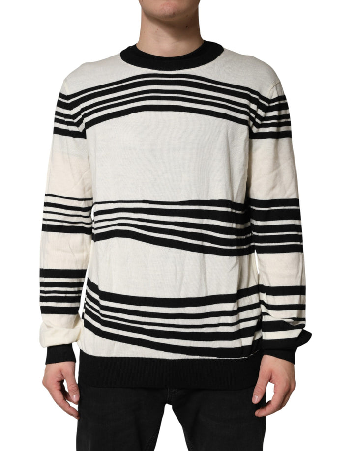 Dolce &amp; Gabbana Sample Sale Dolce &amp; Gabbana Black White Stripe CrewNeck Pullover Sweater - | Designer outlet