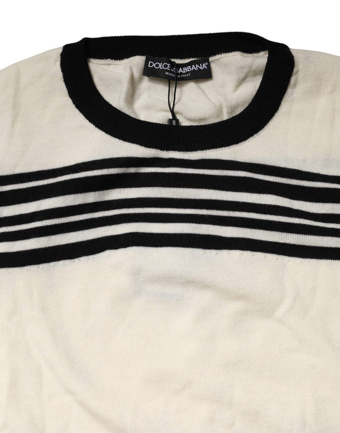 Dolce &amp; Gabbana Sample Sale Dolce &amp; Gabbana Black White Stripe CrewNeck Pullover Sweater - | Designer outlet