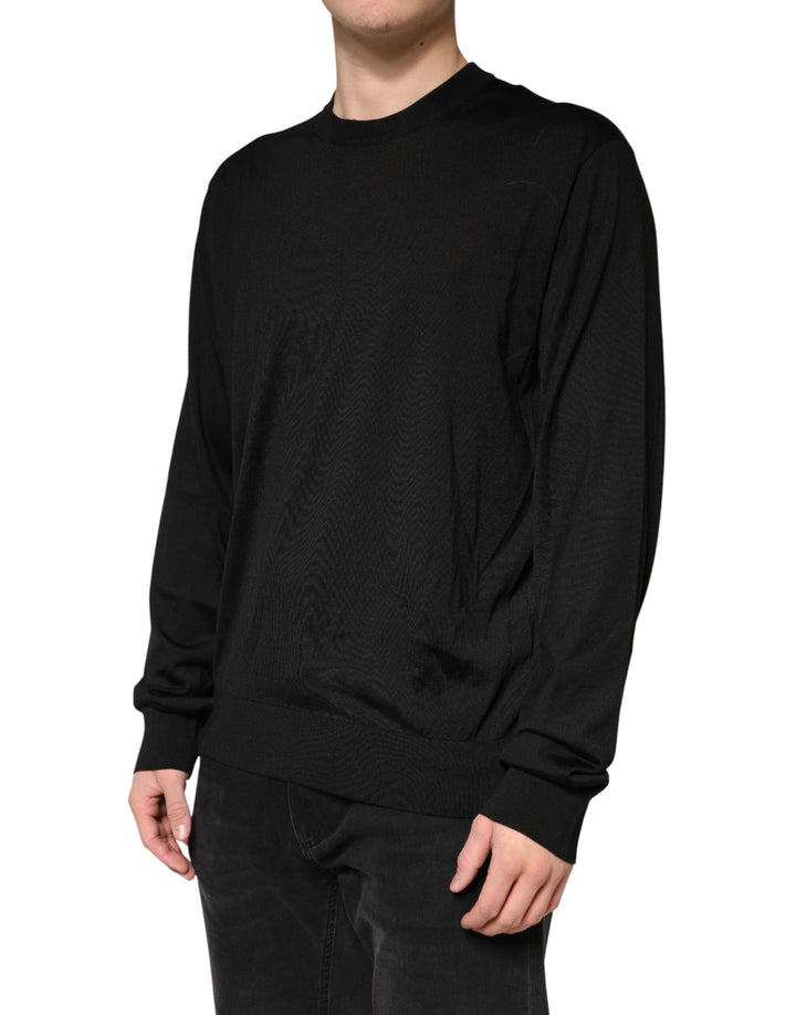 Dolce &amp; Gabbana Sample Sale Dolce &amp; Gabbana Black Silk Men Crew Neck Pullover Sweater - | Designer outlet