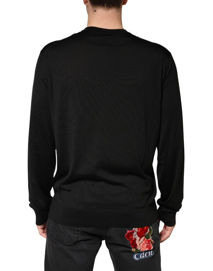 Dolce &amp; Gabbana Sample Sale Dolce &amp; Gabbana Black Silk Men Crew Neck Pullover Sweater - | Designer outlet