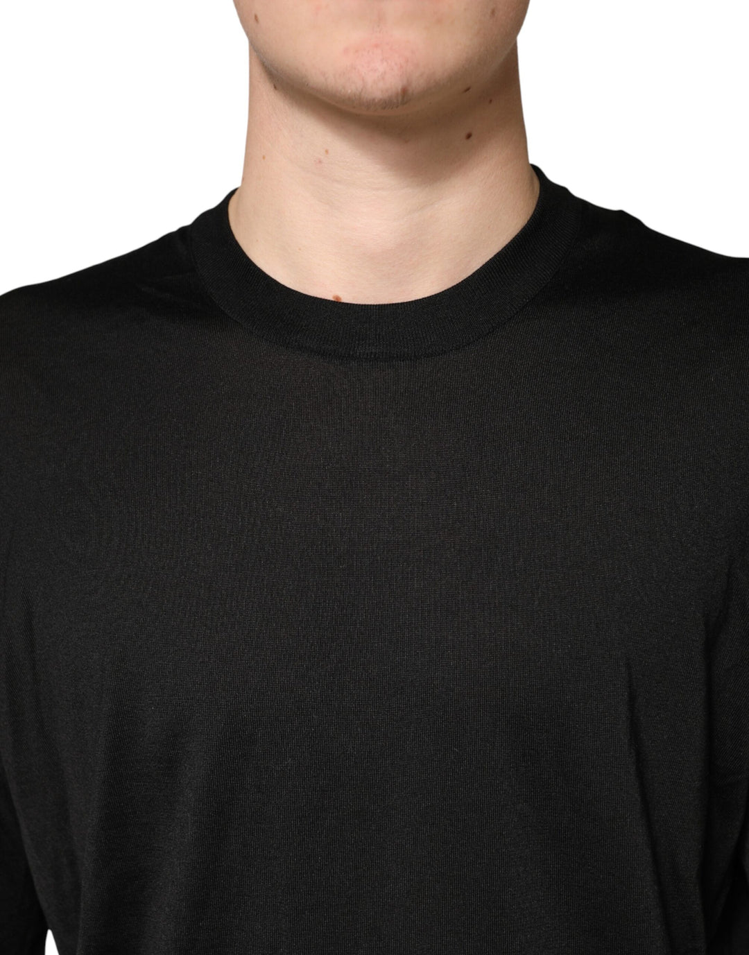 Dolce &amp; Gabbana Sample Sale Dolce &amp; Gabbana Black Silk Men Crew Neck Pullover Sweater - | Designer outlet