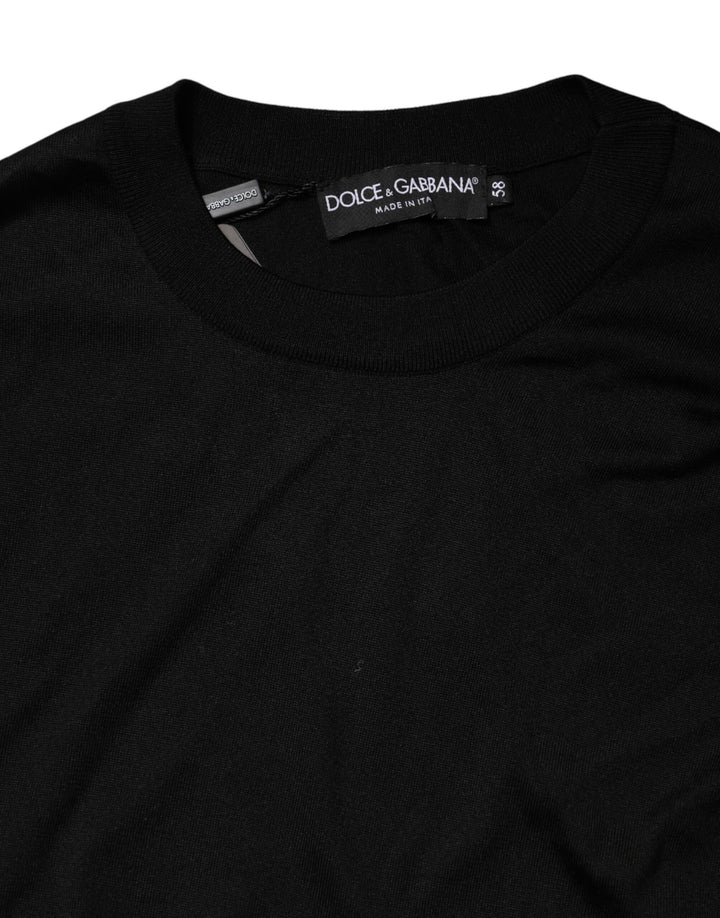 Dolce &amp; Gabbana Sample Sale Dolce &amp; Gabbana Black Silk Men Crew Neck Pullover Sweater - | Designer outlet