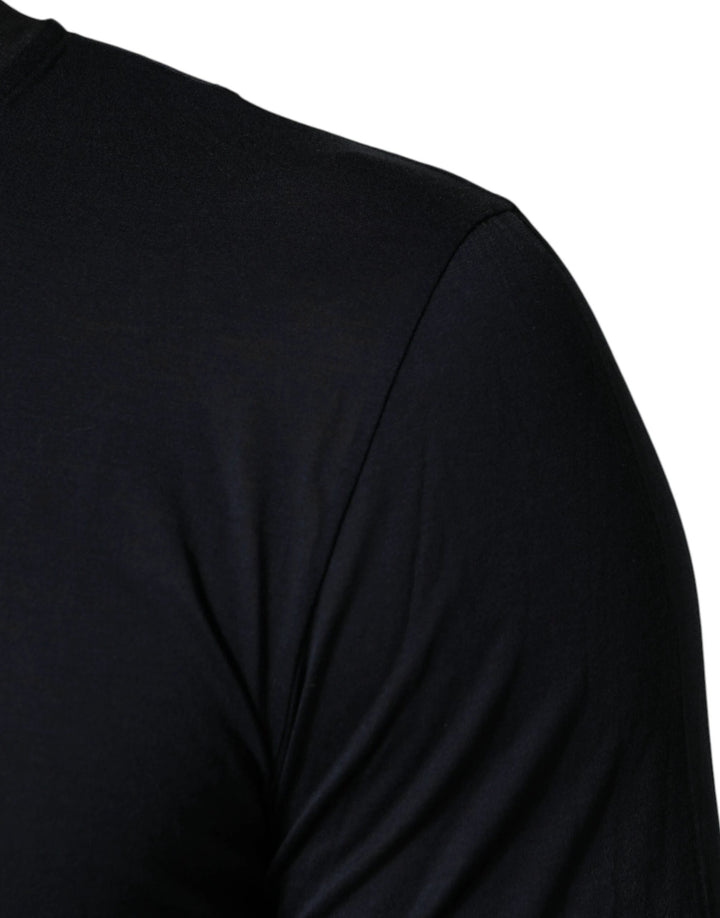 Dolce &amp; Gabbana Sample Sale Dolce &amp; Gabbana Dark Blue Cotton Henley Long Sleeves T-Shirt - | Designer outlet