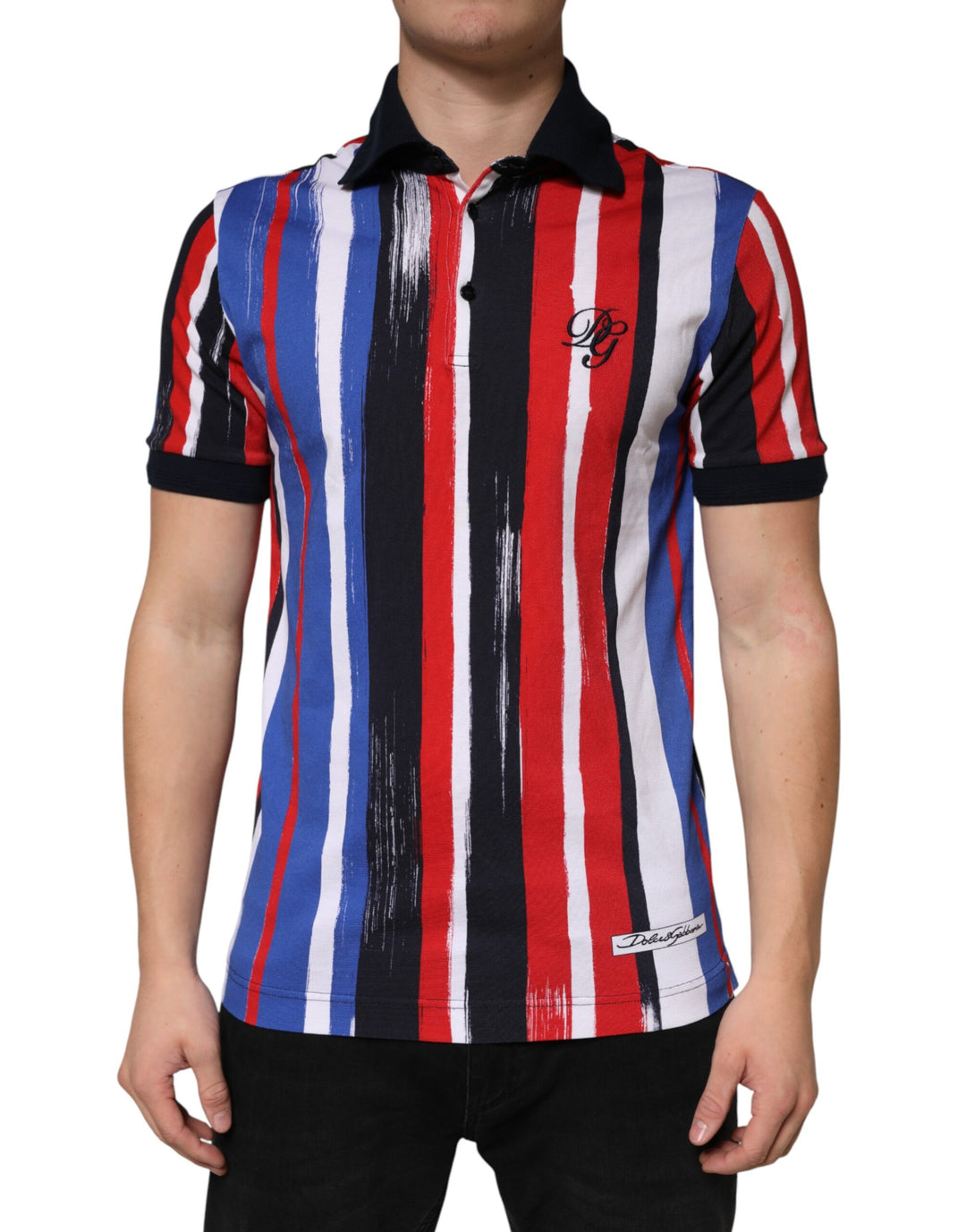 Dolce &amp; Gabbana Multicolor Stripes Cotton Men Polo T-shirt by Dolce &amp; Gabbana outlet now on sale