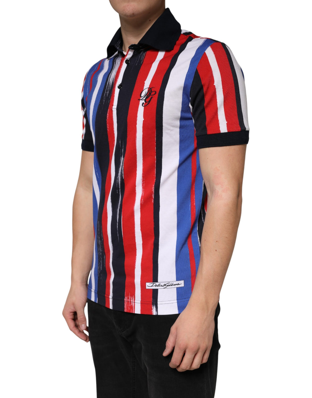 Dolce &amp; Gabbana Multicolor Stripes Cotton Men Polo T-shirt by Dolce &amp; Gabbana outlet now on sale