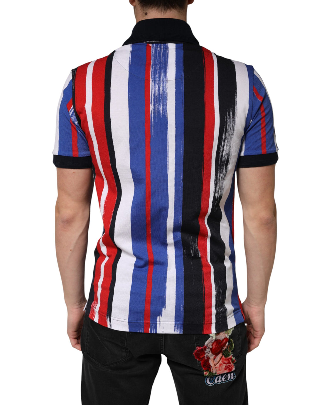 Dolce &amp; Gabbana Multicolor Stripes Cotton Men Polo T-shirt by Dolce &amp; Gabbana outlet now on sale