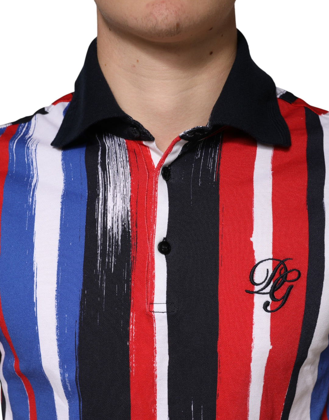 Dolce &amp; Gabbana Multicolor Stripes Cotton Men Polo T-shirt by Dolce &amp; Gabbana outlet now on sale