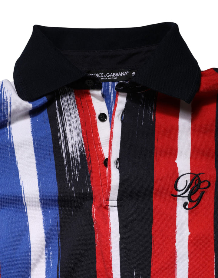 Dolce &amp; Gabbana Multicolor Stripes Cotton Men Polo T-shirt by Dolce &amp; Gabbana outlet now on sale