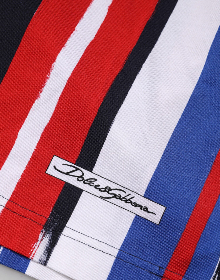 Dolce &amp; Gabbana Multicolor Stripes Cotton Men Polo T-shirt by Dolce &amp; Gabbana outlet now on sale