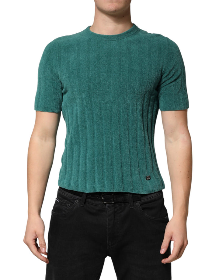Dolce &amp; Gabbana Dark Green Cotton Blend Men Crew Neck T-shirt by Dolce &amp; Gabbana outlet now on sale