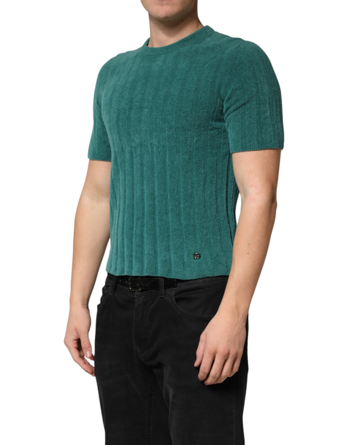 Dolce &amp; Gabbana Dark Green Cotton Blend Men Crew Neck T-shirt by Dolce &amp; Gabbana outlet now on sale