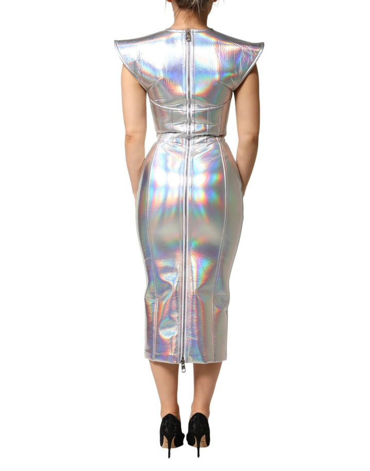 Dolce &amp; Gabbana Sample Sale Dolce &amp; Gabbana Silver Iridescent Bodycon Sheath Midi Dress - | Designer outlet