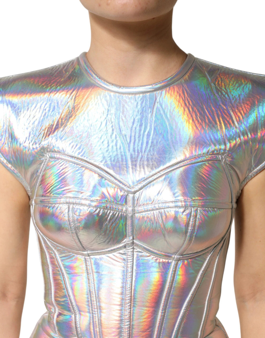 Dolce &amp; Gabbana Sample Sale Dolce &amp; Gabbana Silver Iridescent Bodycon Sheath Midi Dress - | Designer outlet