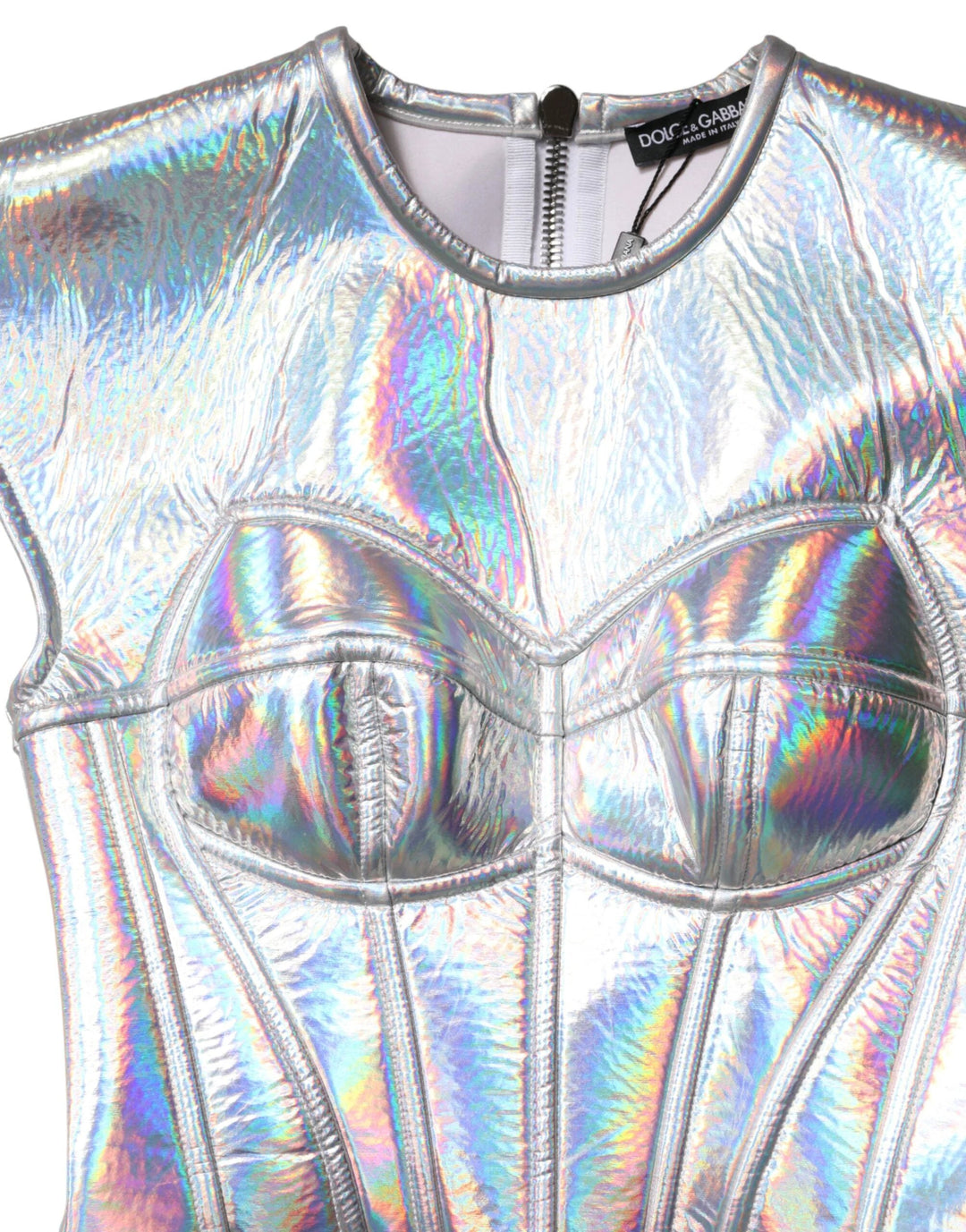 Dolce &amp; Gabbana Sample Sale Dolce &amp; Gabbana Silver Iridescent Bodycon Sheath Midi Dress - | Designer outlet