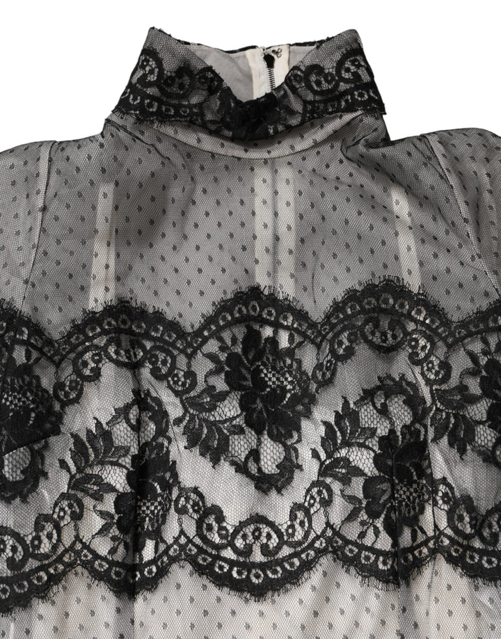 Dolce & Gabbana Black White Lace Silk Blend MaxiSheath Dress by Dolce & Gabbana outlet now on sale