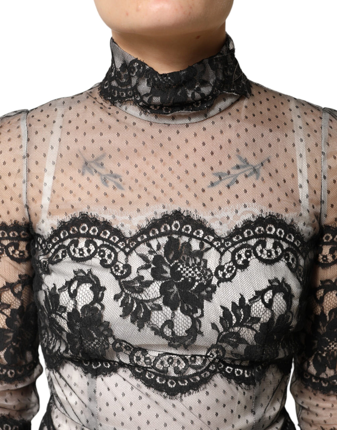 Dolce & Gabbana Black White Lace Silk Blend MaxiSheath Dress by Dolce & Gabbana outlet now on sale