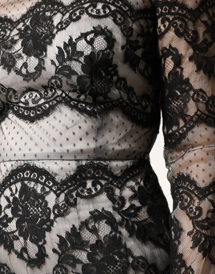 Dolce & Gabbana Black White Lace Silk Blend MaxiSheath Dress by Dolce & Gabbana outlet now on sale