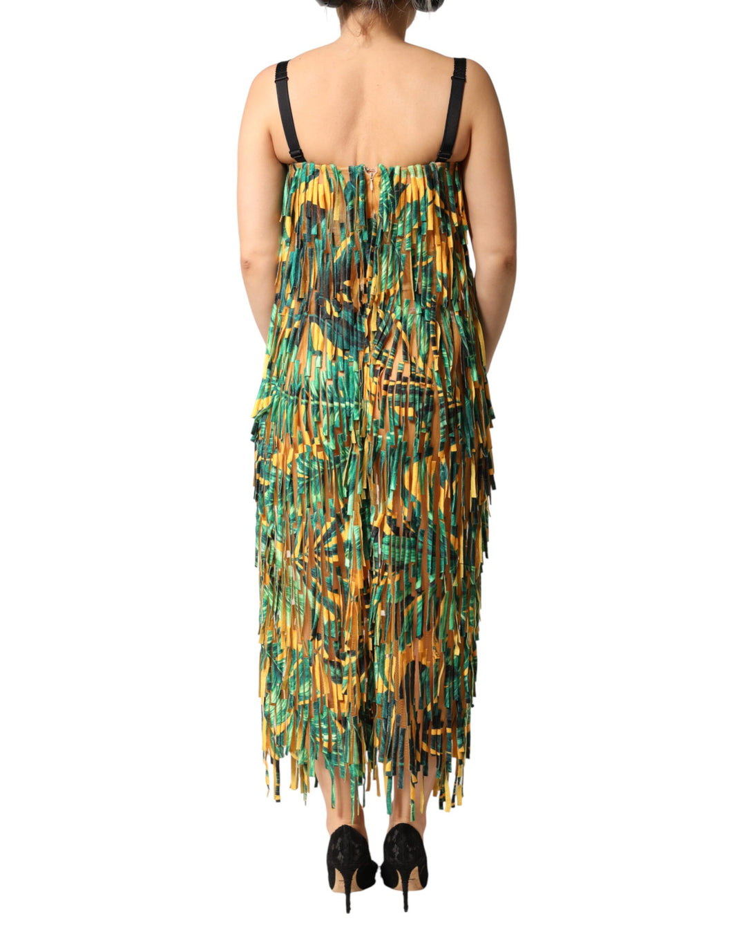 Dolce & Gabbana Multicolor Tropical Print Fringe Maxi Dress by Dolce & Gabbana outlet now on sale